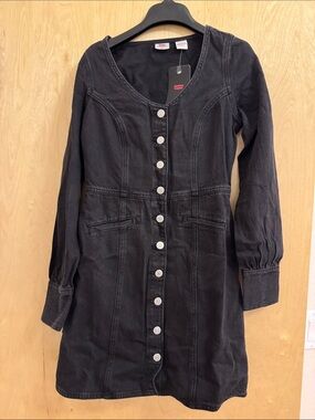 Levi's Black Button-Front Denim Dress Jacket